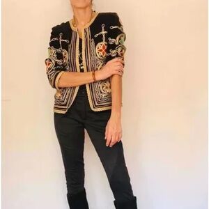Rapsodia Embroidered Black velvet With Gold Trim